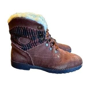 Vintage Tecnica Country Women 8 Brown Lined Lace Up Winter Boots Made in Italy